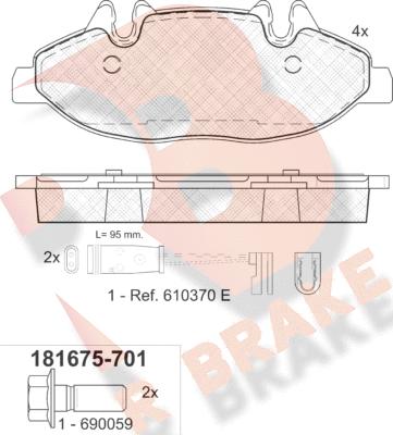 R Brake RB1675-701 - Гальмівні колодки, дискові гальма autozip.com.ua