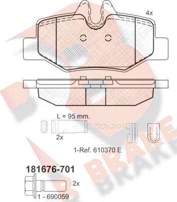 R Brake RB1676-701 - Гальмівні колодки, дискові гальма autozip.com.ua