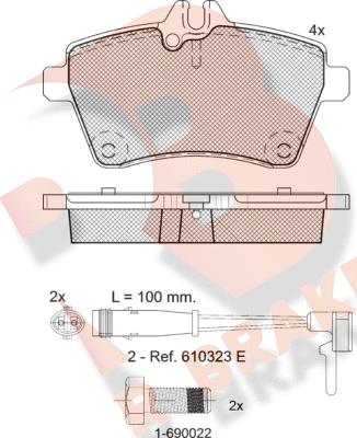 R Brake RB1678-700 - Гальмівні колодки, дискові гальма autozip.com.ua