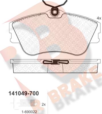 R Brake RB1049-700 - Гальмівні колодки, дискові гальма autozip.com.ua