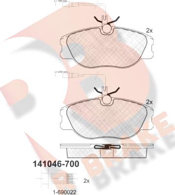 R Brake RB1046-700 - Гальмівні колодки, дискові гальма autozip.com.ua