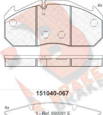 R Brake RB1040-067 - Гальмівні колодки, дискові гальма autozip.com.ua