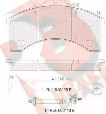 R Brake RB1043-111 - Гальмівні колодки, дискові гальма autozip.com.ua