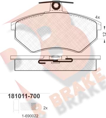 R Brake RB1011-700 - Гальмівні колодки, дискові гальма autozip.com.ua