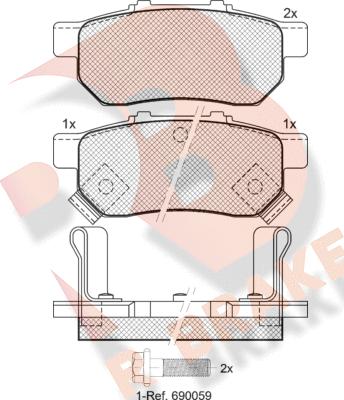 R Brake RB1024 - Гальмівні колодки, дискові гальма autozip.com.ua