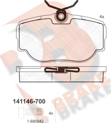 R Brake RB1146-700 - Гальмівні колодки, дискові гальма autozip.com.ua