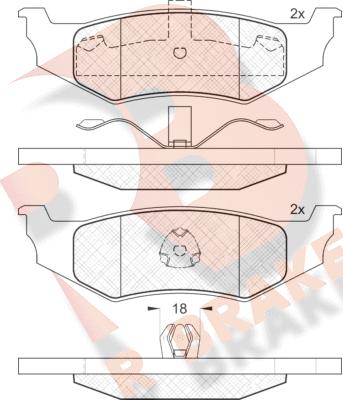 R Brake RB1114 - Гальмівні колодки, дискові гальма autozip.com.ua