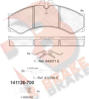 R Brake RB1126-700 - Гальмівні колодки, дискові гальма autozip.com.ua