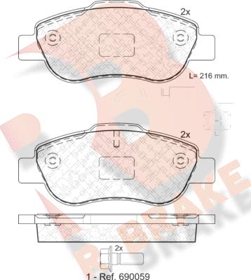 R Brake RB1843-203 - Гальмівні колодки, дискові гальма autozip.com.ua