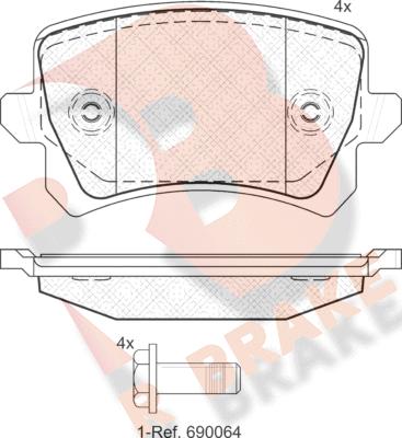 R Brake RB1857 - Гальмівні колодки, дискові гальма autozip.com.ua