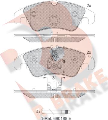 R Brake RB1862-203 - Гальмівні колодки, дискові гальма autozip.com.ua