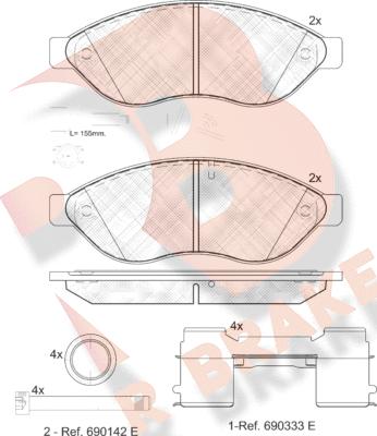 R Brake RB1803-203 - Гальмівні колодки, дискові гальма autozip.com.ua