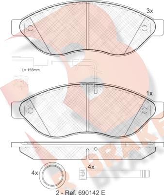 R Brake RB1803 - Гальмівні колодки, дискові гальма autozip.com.ua