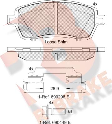 R Brake RB1881-204 - Гальмівні колодки, дискові гальма autozip.com.ua