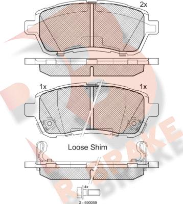 R Brake RB1881 - Гальмівні колодки, дискові гальма autozip.com.ua