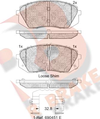 R Brake RB1826-202 - Гальмівні колодки, дискові гальма autozip.com.ua