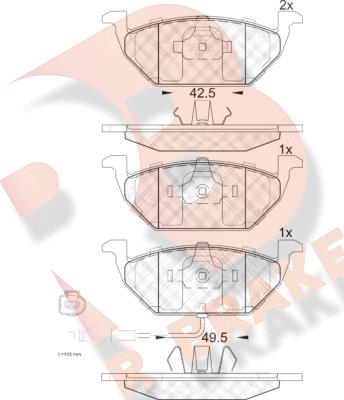 R Brake RB1349 - Гальмівні колодки, дискові гальма autozip.com.ua