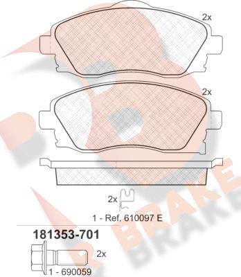 R Brake RB1353-701 - Гальмівні колодки, дискові гальма autozip.com.ua