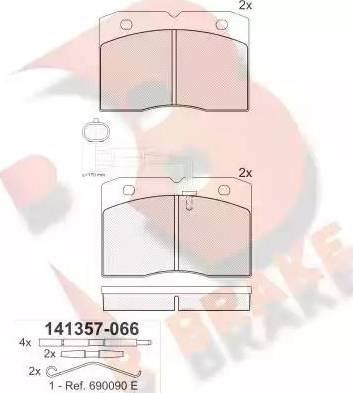 R Brake RB1357-066 - Гальмівні колодки, дискові гальма autozip.com.ua