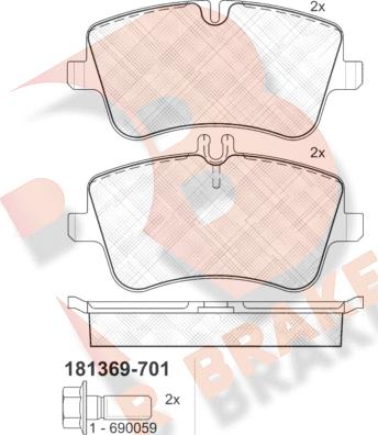 R Brake RB1369-701 - Гальмівні колодки, дискові гальма autozip.com.ua