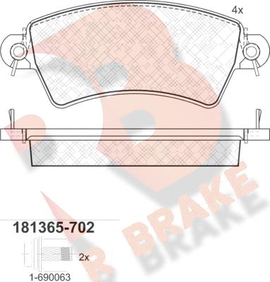 R Brake RB1365-702 - Гальмівні колодки, дискові гальма autozip.com.ua