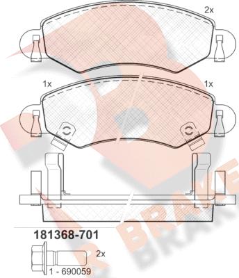 R Brake RB1368-701 - Гальмівні колодки, дискові гальма autozip.com.ua