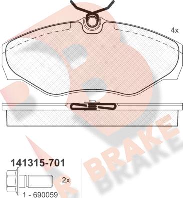 R Brake RB1315-701 - Гальмівні колодки, дискові гальма autozip.com.ua