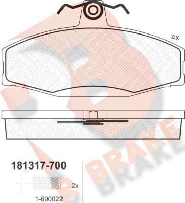 R Brake RB1317-700 - Гальмівні колодки, дискові гальма autozip.com.ua