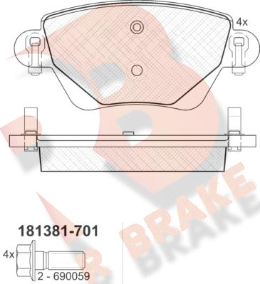R Brake RB1381-701 - Гальмівні колодки, дискові гальма autozip.com.ua
