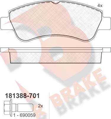 R Brake RB1388-701 - Гальмівні колодки, дискові гальма autozip.com.ua