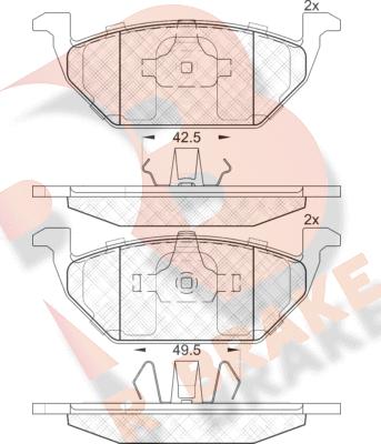 R Brake RB1338 - Гальмівні колодки, дискові гальма autozip.com.ua