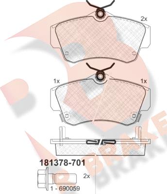 R Brake RB1378-701 - Гальмівні колодки, дискові гальма autozip.com.ua