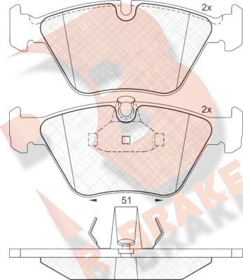 R Brake RB1296 - Гальмівні колодки, дискові гальма autozip.com.ua