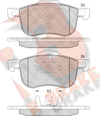 R Brake RB1297-203 - Гальмівні колодки, дискові гальма autozip.com.ua