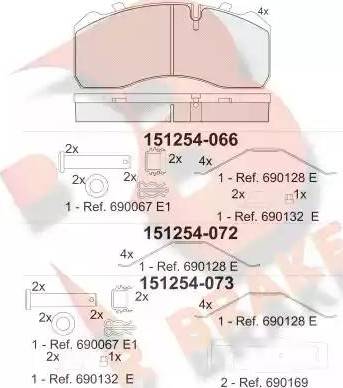 R Brake RB1254-072 - Гальмівні колодки, дискові гальма autozip.com.ua