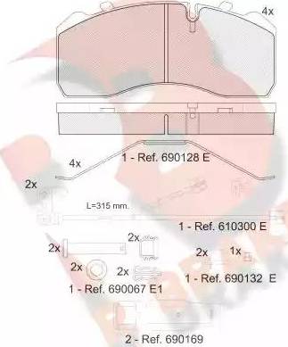 R Brake RB1254-217 - Гальмівні колодки, дискові гальма autozip.com.ua