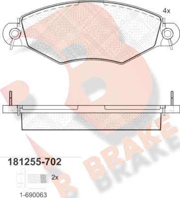 R Brake RB1255-702 - Гальмівні колодки, дискові гальма autozip.com.ua