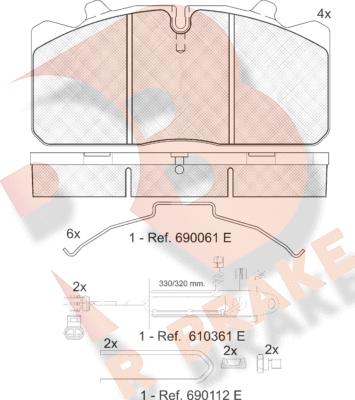 R Brake RB1253-124 - Гальмівні колодки, дискові гальма autozip.com.ua