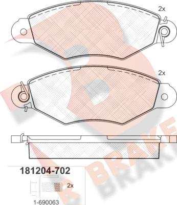 R Brake RB1204-702 - Гальмівні колодки, дискові гальма autozip.com.ua
