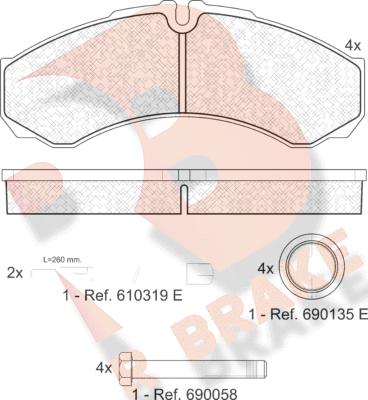 R Brake RB1208-123 - Гальмівні колодки, дискові гальма autozip.com.ua