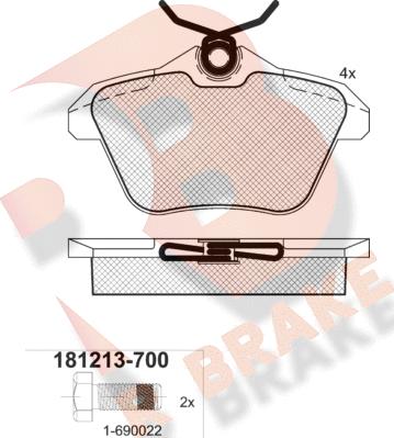 R Brake RB1213-700 - Гальмівні колодки, дискові гальма autozip.com.ua