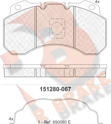R Brake RB1280-067 - Гальмівні колодки, дискові гальма autozip.com.ua
