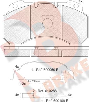 R Brake RB1280-119 - Гальмівні колодки, дискові гальма autozip.com.ua