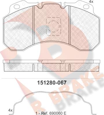 R Brake RB1280 - Гальмівні колодки, дискові гальма autozip.com.ua