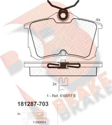 R Brake RB1287-703 - Гальмівні колодки, дискові гальма autozip.com.ua