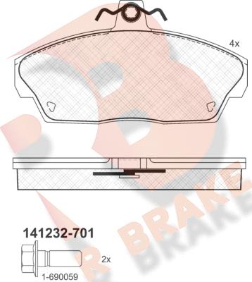 R Brake RB1232-701 - Гальмівні колодки, дискові гальма autozip.com.ua