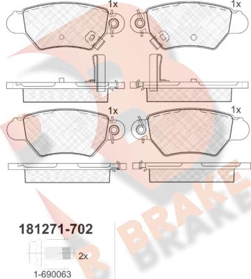 R Brake RB1271-702 - Гальмівні колодки, дискові гальма autozip.com.ua