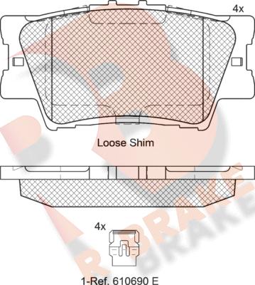 R Brake RB1761-203 - Гальмівні колодки, дискові гальма autozip.com.ua