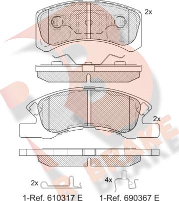 R Brake RB1701-208 - Гальмівні колодки, дискові гальма autozip.com.ua