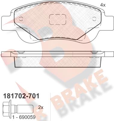 R Brake RB1702-701 - Гальмівні колодки, дискові гальма autozip.com.ua